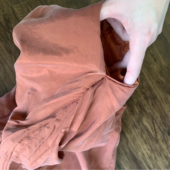 Vintage silk light burnt orange straight leg pant - Picture 6 of 9